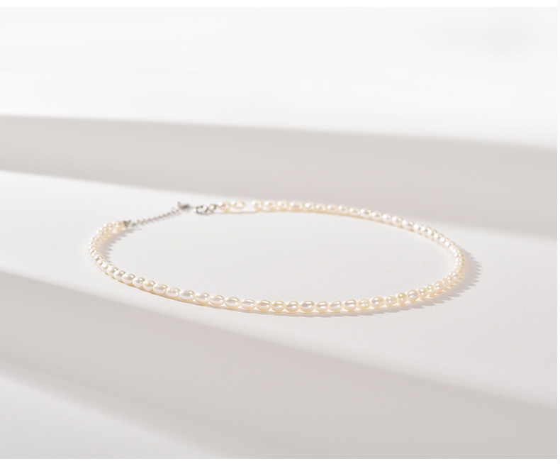 Classic Strand Double Pearl Elegant White Pearl Necklace with Silver Clasp
